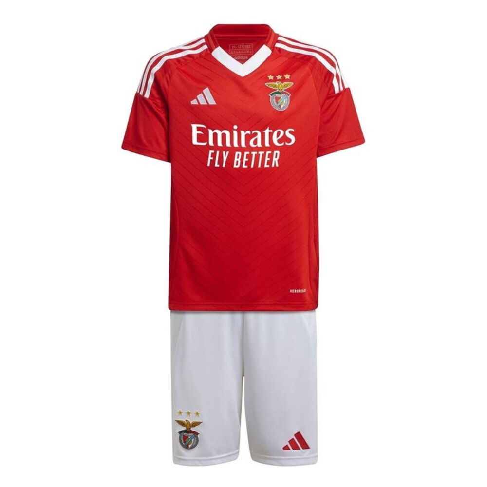 SL Benfica Childrens/Kids Adidas V Neck Home Kit Set / Red/White